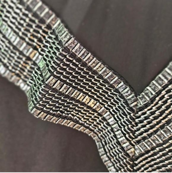 NWT SLNY Foil Trim Assymetrical Chiffon & Jersey Popover Cape Midi Dress Size 6 - Picture 7 of 8